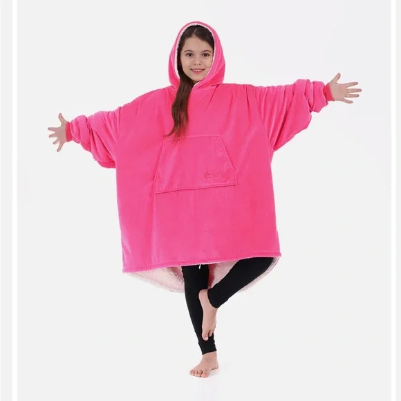 The Comfy Original Wearable Blanket for kids in Neon Pink, one size